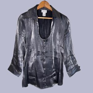 Vintage 90s 1830 Funky Metallic Disco Blouse